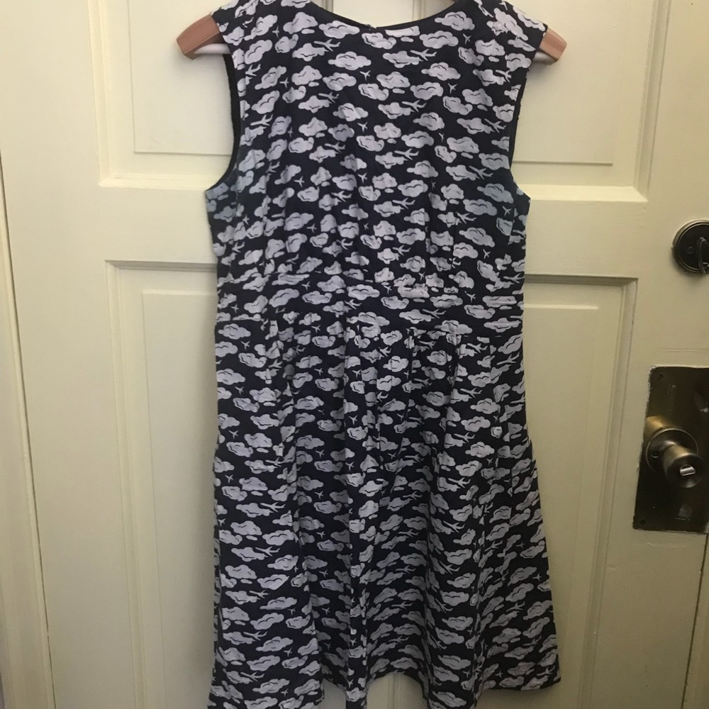 ModCloth Emily and Fin Cloud&Airplane Dress sz L